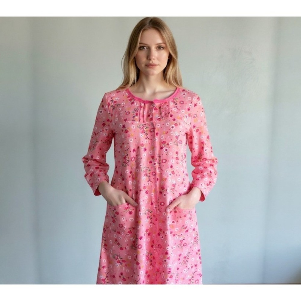 NWOT Betsy TW long sleeve nightgown Mumu Sleepwear Grannycore Floral Sz L comfy